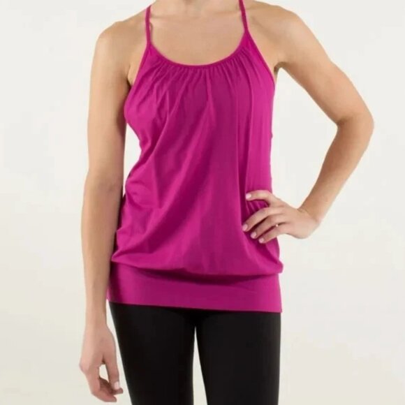 lululemon athletica Tops - Lululemon Women's Sz 8 No Limits Tank Raspberry Pink Layered Racerback Bra/Tank